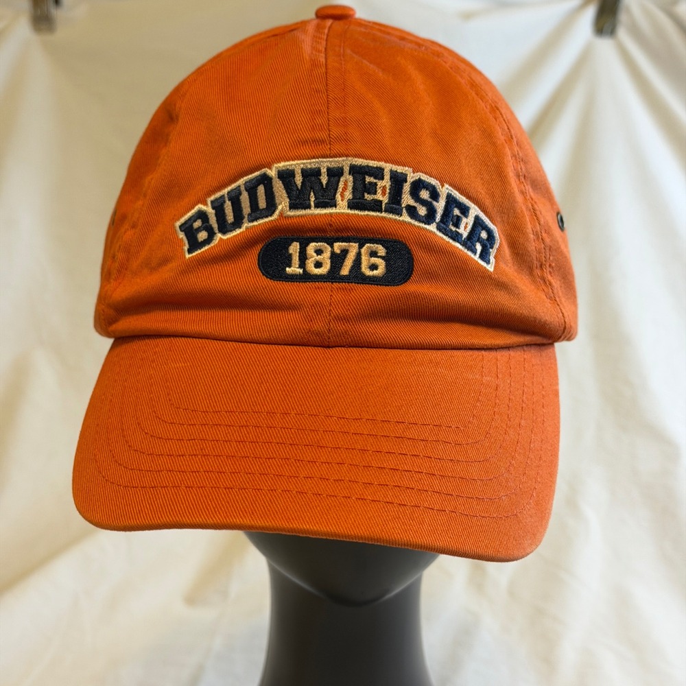 Budweiser 1876 Hat Mens Orange Embroidered Capstone Strapback Baseball Dad Cap